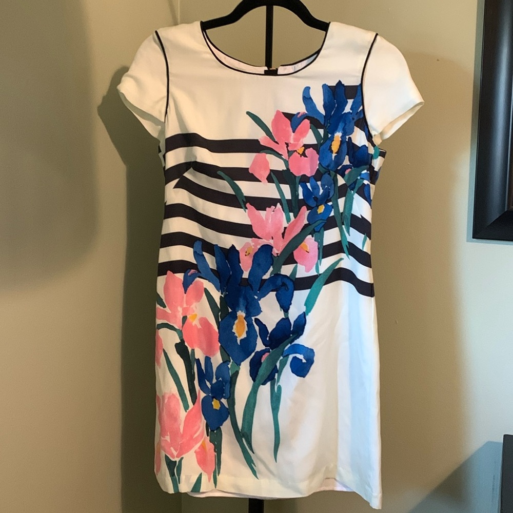 Corey Lynn Calter Sleeveless Silk Blend Floral Striped Mini Shift Dress Size 0